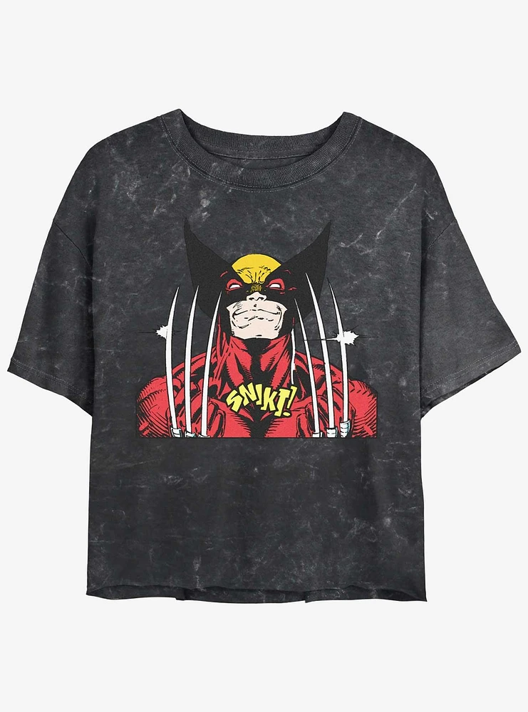 Wolverine Bring The Claws Girls Mineral Wash Crop T-Shirt