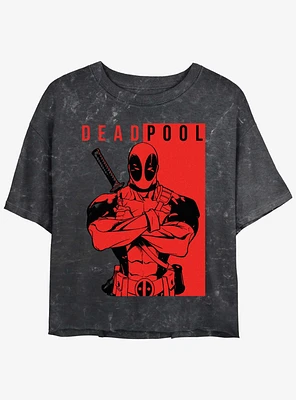 Marvel Deadpool Police Girls Mineral Wash Crop T-Shirt