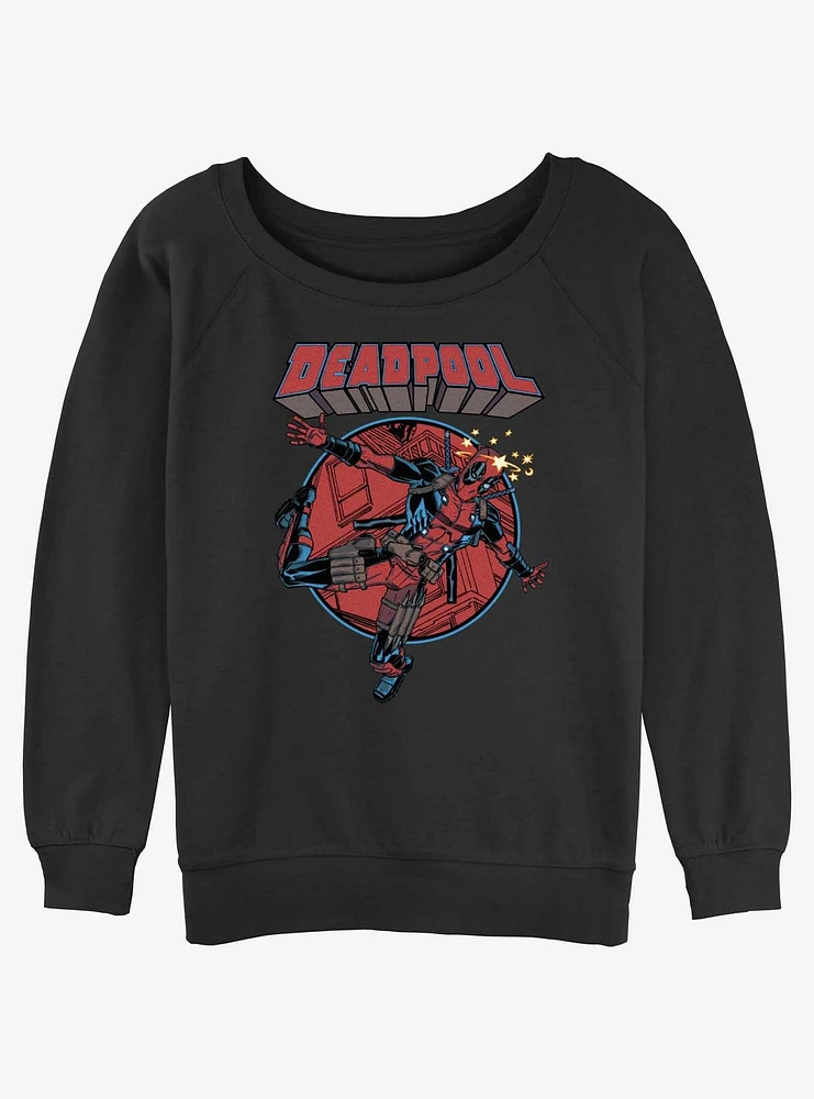 Marvel Deadpool Falling Dummy Girls Slouchy Sweatshirt