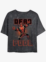 Marvel Deadpool Jazz Hands Merc Girls Mineral Wash Crop T-Shirt