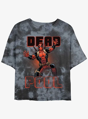 Marvel Deadpool Jazz Hands Merc Girls Tie-Dye Crop T-Shirt