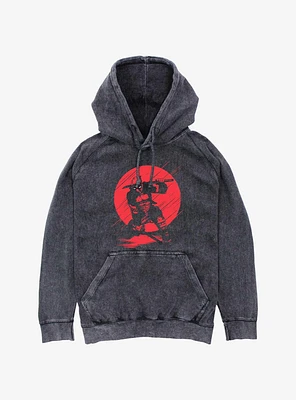 Marvel Deadpool Red Moon Silhouette Mineral Wash Hoodie