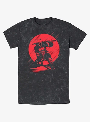 Marvel Deadpool Red Moon Silhouette Mineral Wash T-Shirt