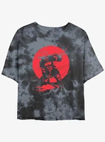 Marvel Deadpool Red Moon Silhouette Girls Tie-Dye Crop T-Shirt