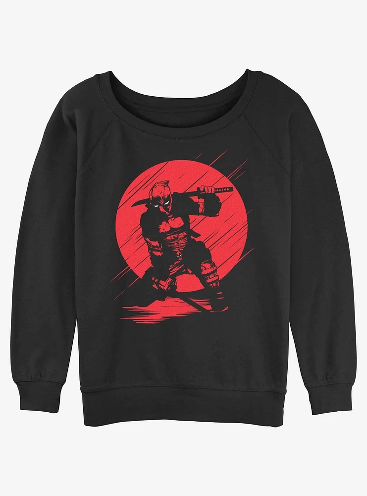 Marvel Deadpool Red Moon Silhouette Girls Slouchy Sweatshirt