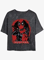 Marvel Deadpool Painted Merc Girls Mineral Wash Crop T-Shirt