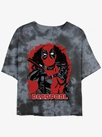 Marvel Deadpool Painted Merc Girls Tie-Dye Crop T-Shirt