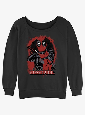 Marvel Deadpool Painted Merc Girls Slouchy Sweatshirt