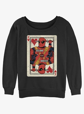 Marvel Deadpool King Of Hearts Card Girls Slouchy Sweatshirt