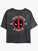 Marvel Deadpool Merc With A Mouth Girls Mineral Wash Crop T-Shirt