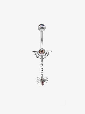 14G Steel Spiderweb Navel Barbell