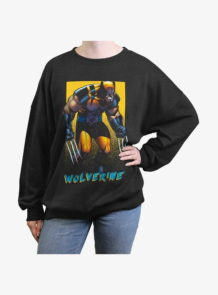 Wolverine Claws Out Poster Girls Oversized Sweatshirt