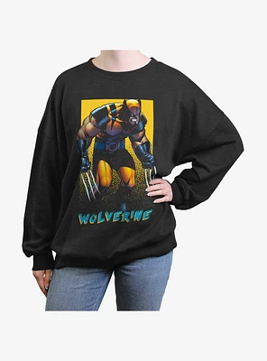 Wolverine Claws Out Poster Girls Oversized Sweatshirt