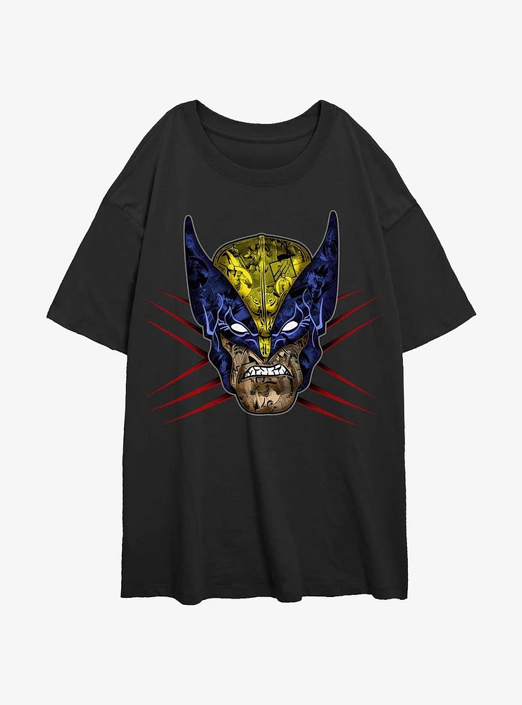 Wolverine Rage Face Girls Oversized T-Shirt