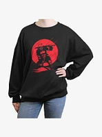 Marvel Deadpool Red Moon Silhouette Girls Oversized Sweatshirt