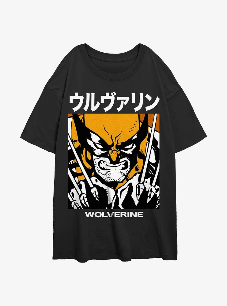 Wolverine Kanji Rage Girls Oversized T-Shirt