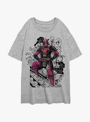 Marvel Deadpool Dragon Ninja Girls Oversized T-Shirt
