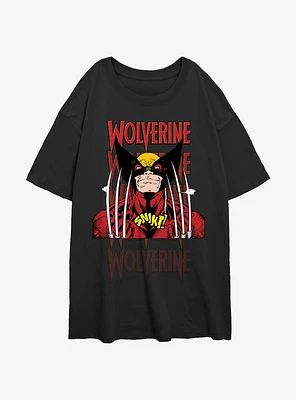 Wolverine Shiny Claws Girls Oversized T-Shirt