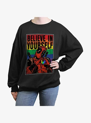 Marvel Deadpool Believe Yourself Poster Girls Oversized Sweatshirt