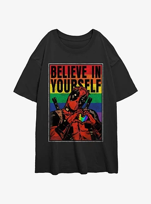 Marvel Deadpool Believe Yourself Poster Girls Oversized T-Shirt