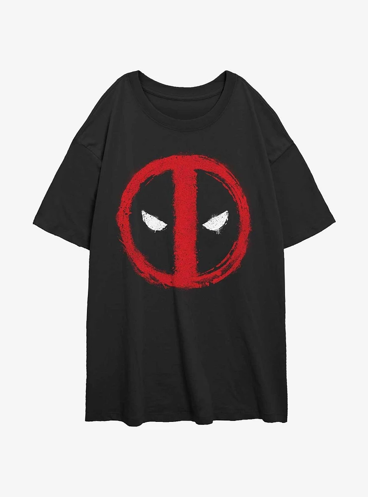 Marvel Deadpool Chalk Evil Eye Girls Oversized T-Shirt