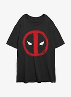 Marvel Deadpool Chalk Evil Eye Girls Oversized T-Shirt