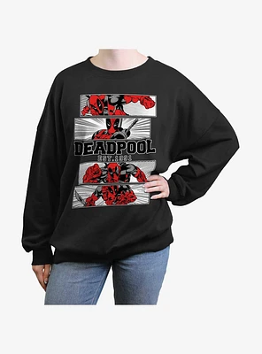 Marvel Deadpool Action Panels Girls Oversized Sweatshirt