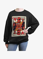 Marvel Deadpool King Of Hearts Card Girls Oversized Sweatshirt