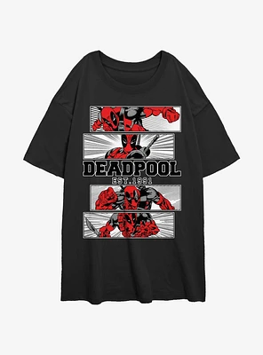 Marvel Deadpool Action Panels Girls Oversized T-Shirt
