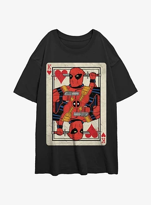 Marvel Deadpool King Of Hearts Card Girls Oversized T-Shirt