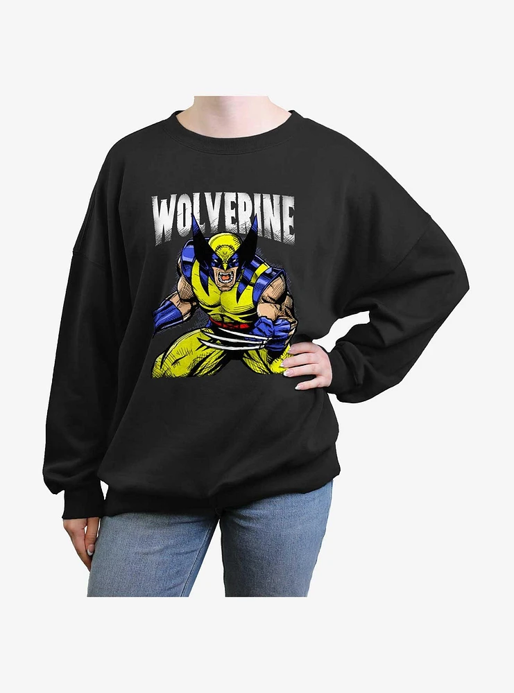 Wolverine Rage On Girls Oversized Sweatshirt