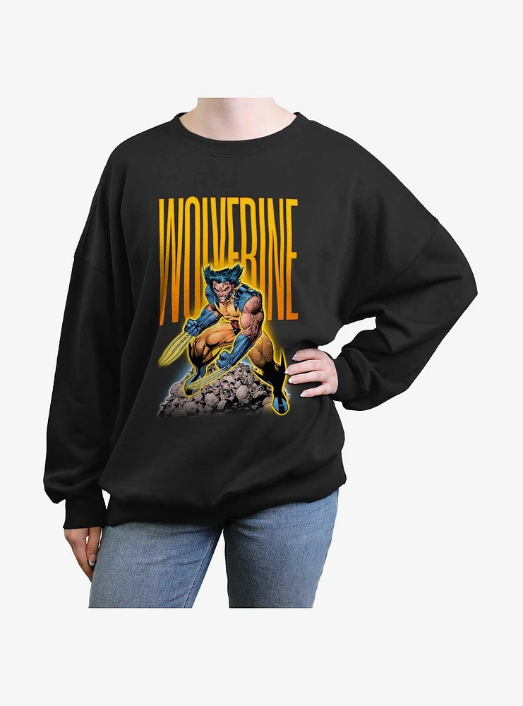 Wolverine Skull Pile Girls Oversized Sweatshirt