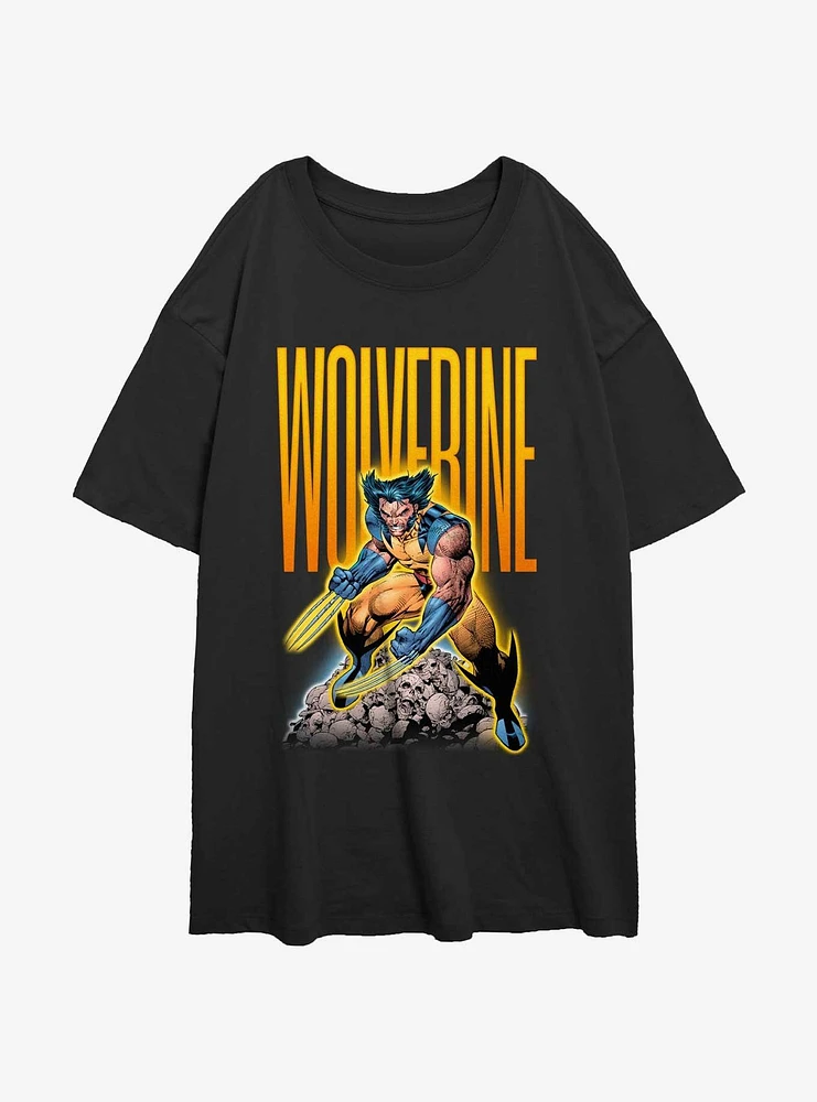 Wolverine Skull Pile Girls Oversized T-Shirt