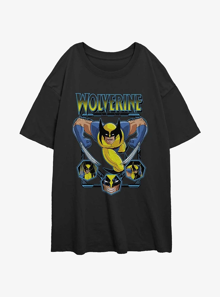 Wolverine Animated Attack Girls Oversized T-Shirt