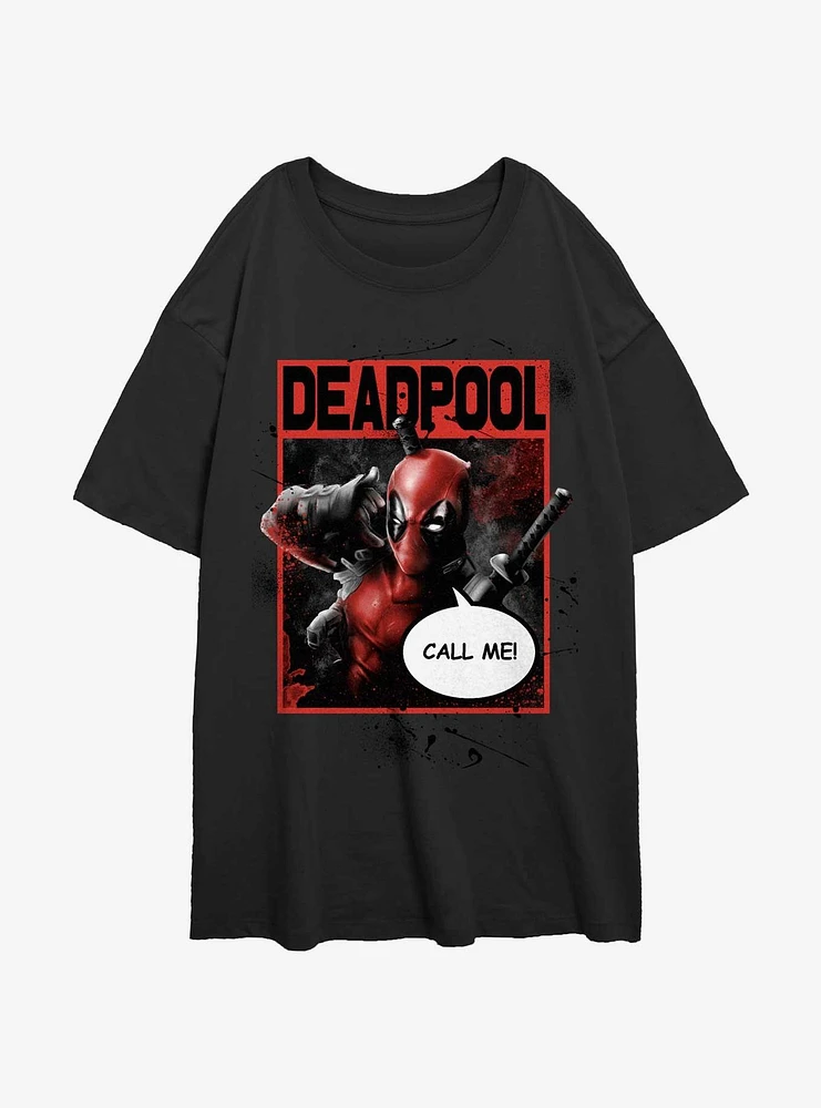 Marvel Deadpool Call Me Poster Girls Oversized T-Shirt