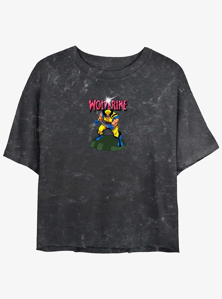 Wolverine Action Pose Girls Mineral Wash Crop T-Shirt