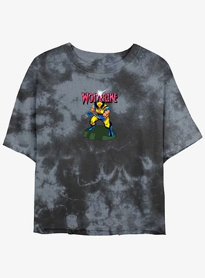 Wolverine Action Pose Girls Tie-Dye Crop T-Shirt