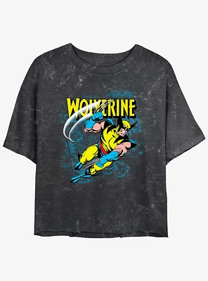 Wolverine Wolf Slash Girls Mineral Wash Crop T-Shirt