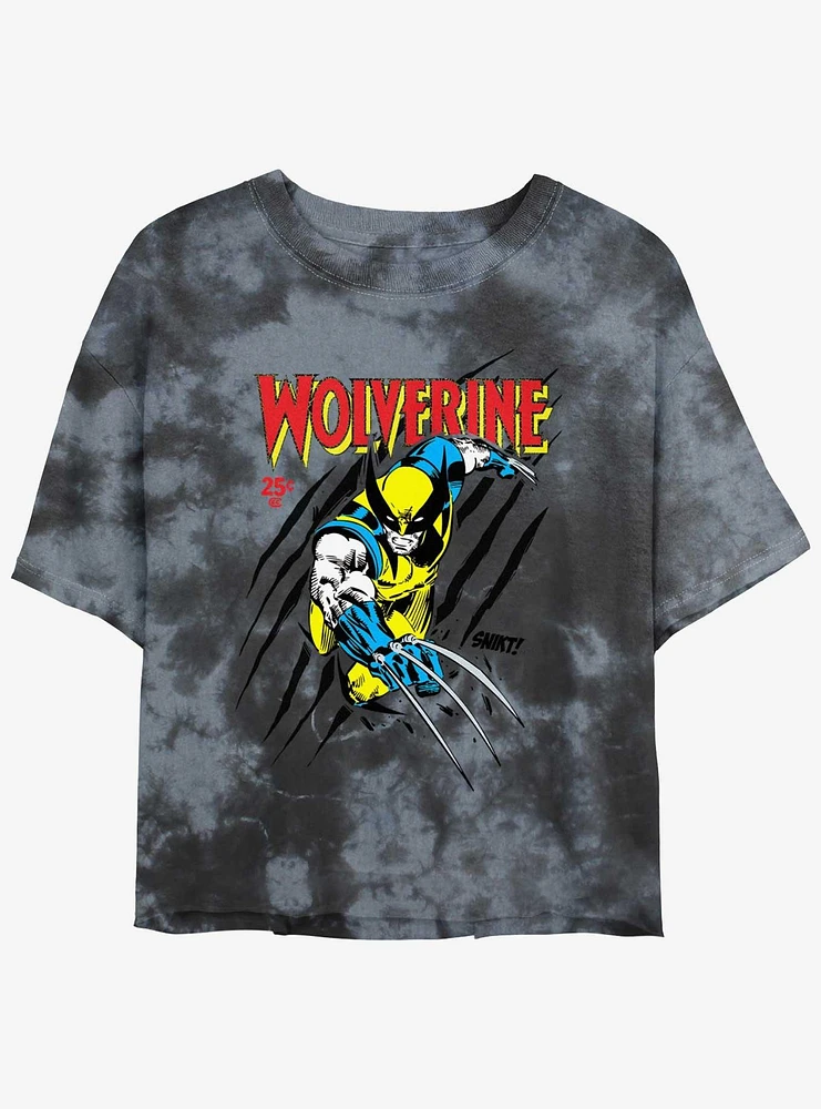 Wolverine Logan Slash Girls Tie-Dye Crop T-Shirt