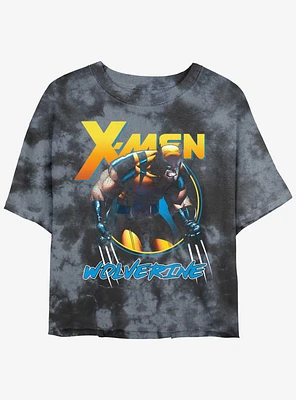 Wolverine Angry Logan Girls Tie-Dye Crop T-Shirt