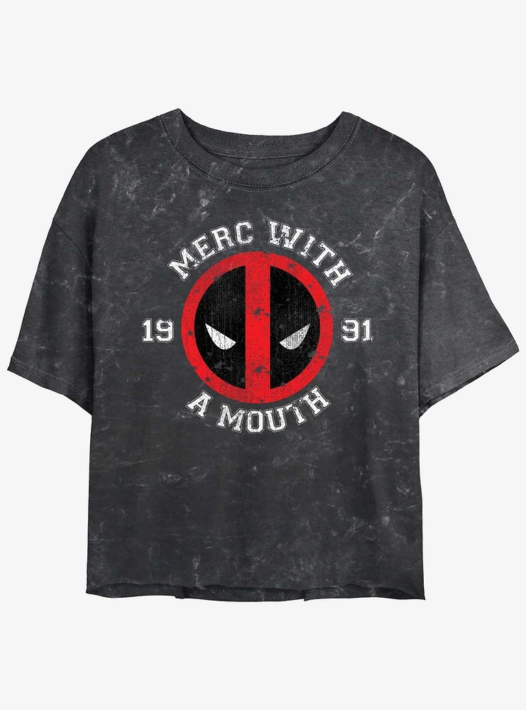 Marvel Deadpool Merc With A Mouth Womens Mineral Wash Crop T-Shirt