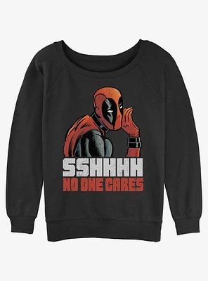 Marvel Deadpool No One Cares Womens Slouchy Sweatshirt