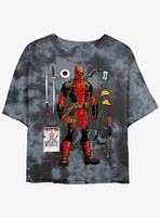 Marvel Deadpool Mercenary Items Womens Tie-Dye Crop T-Shirt