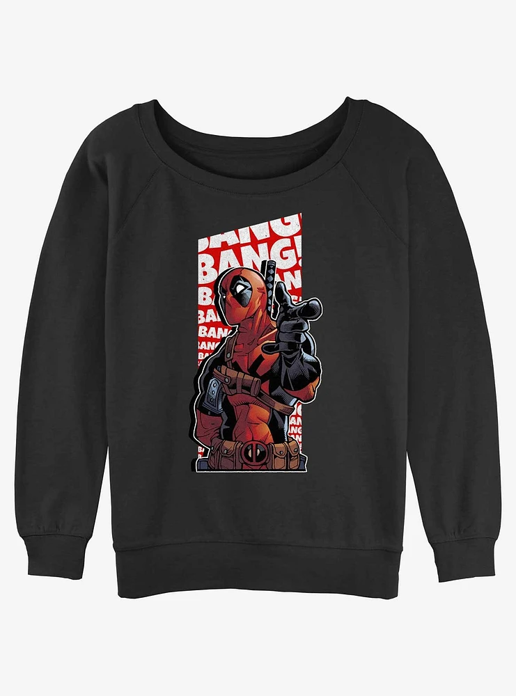 Marvel Deadpool Bang Finger Gun Womens Slouchy Sweatshirt