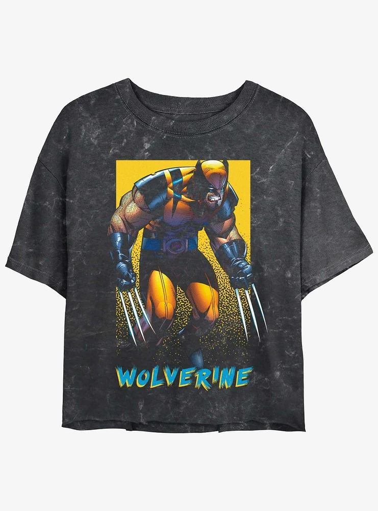 Wolverine Claws Out Poster Womens Mineral Wash Crop T-Shirt