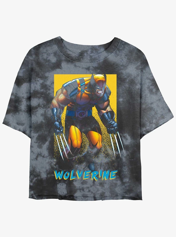 Wolverine Claws Out Poster Womens Tie-Dye Crop T-Shirt