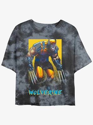 Wolverine Claws Out Poster Womens Tie-Dye Crop T-Shirt