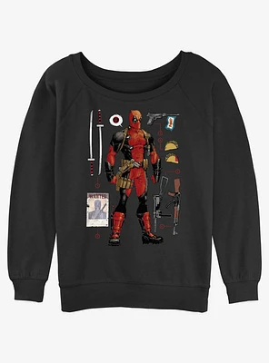 Marvel Deadpool Mercenary Items Womens Slouchy Sweatshirt