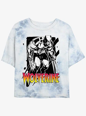 Wolverine Claw Marks Womens Tie-Dye Crop T-Shirt