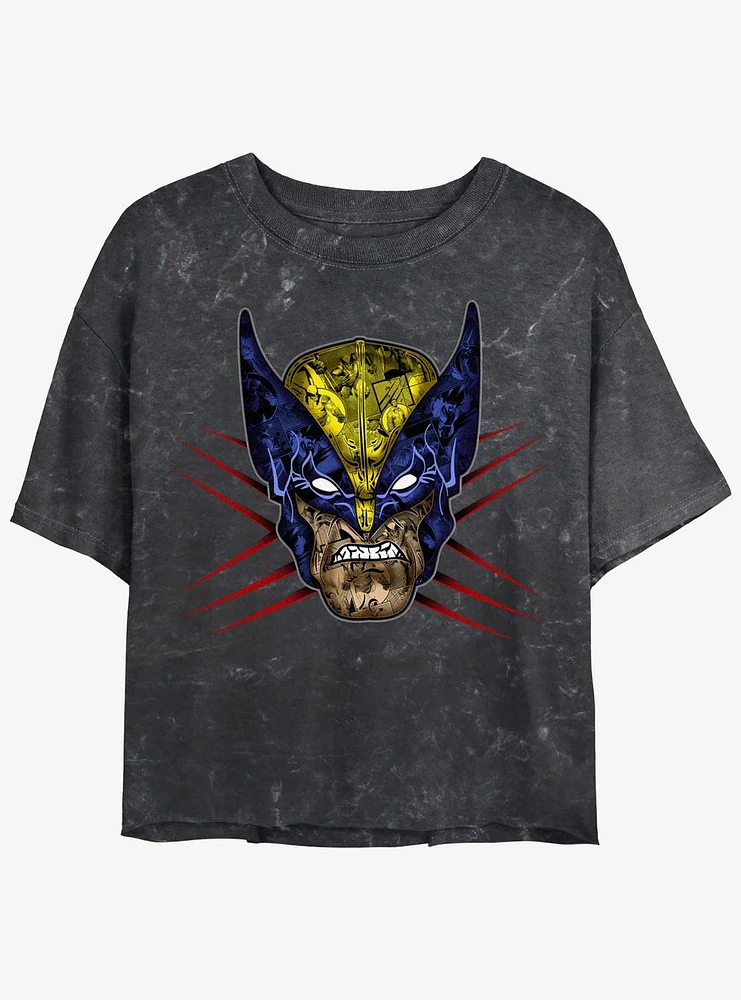 Wolverine Rage Face Womens Mineral Wash Crop T-Shirt